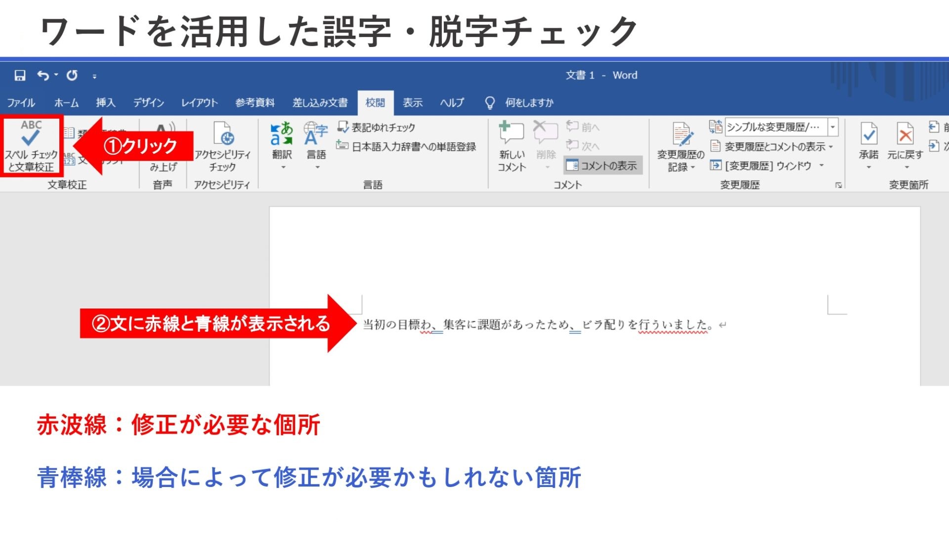 ワードを活用した誤字・脱字チェック